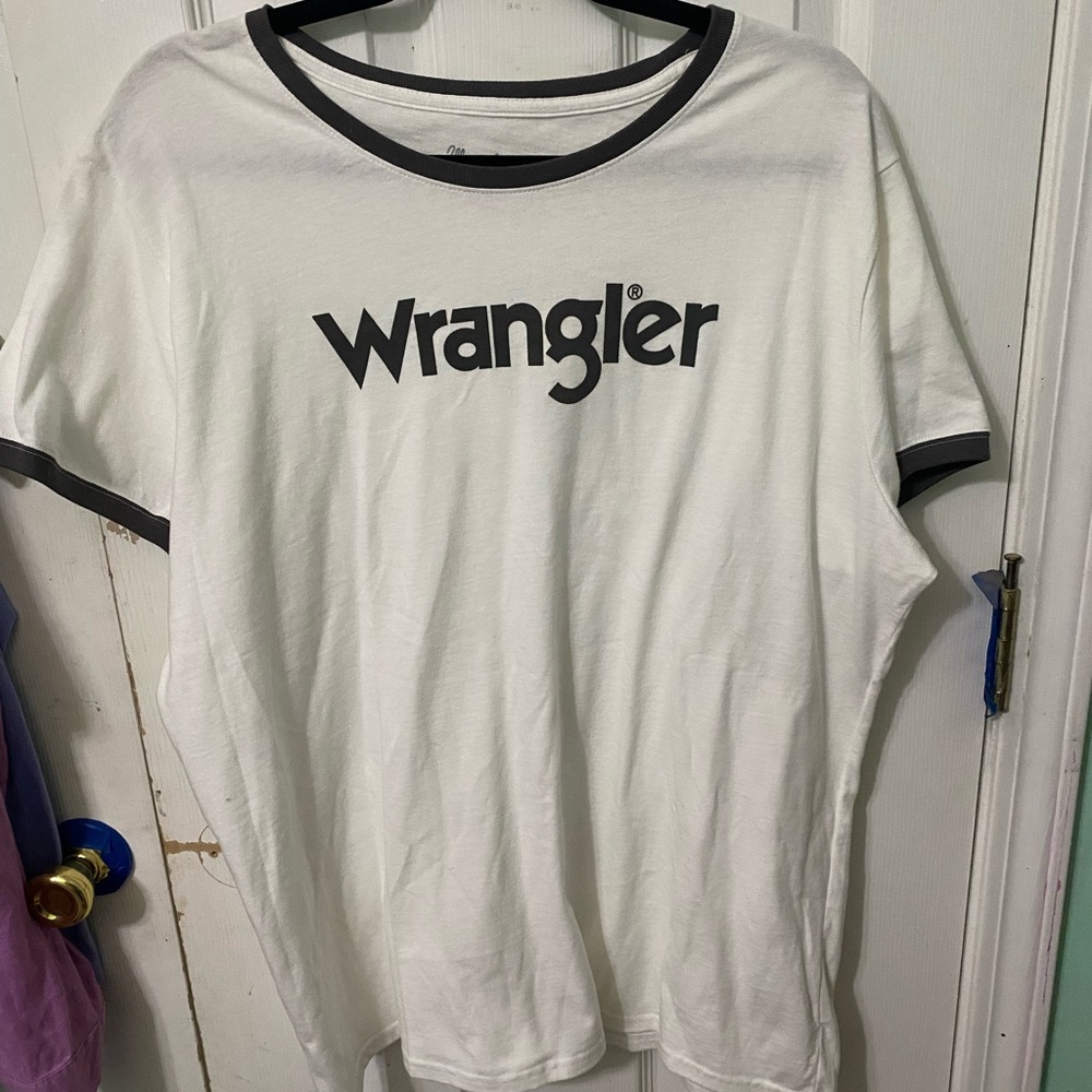 Wrangler Men's White and Grey Ringer Tee